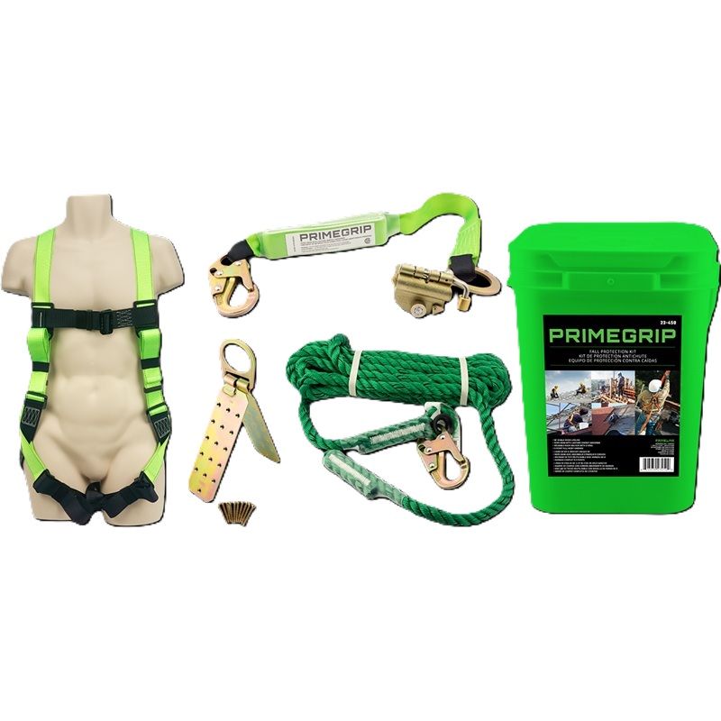 Restraining Rope Fall Protection Fall Protection Kit - Harness, Rope Grab, Reusable Anchor, 50' Rope ...